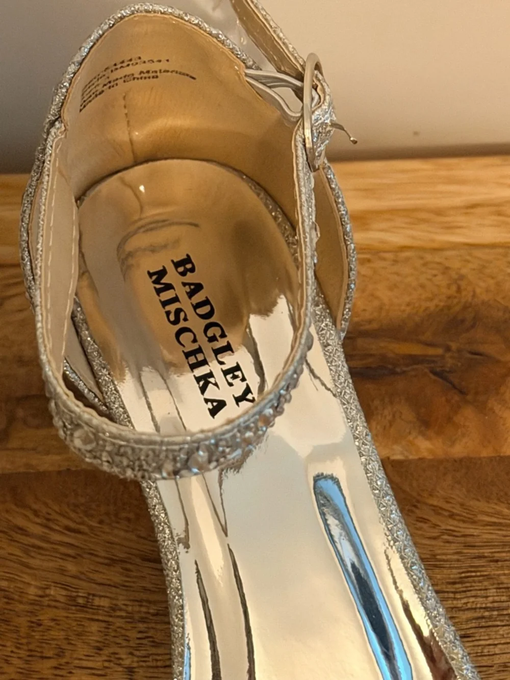 Badgley Mischka Silver Crystal Ankle-Strap Dress Sandals